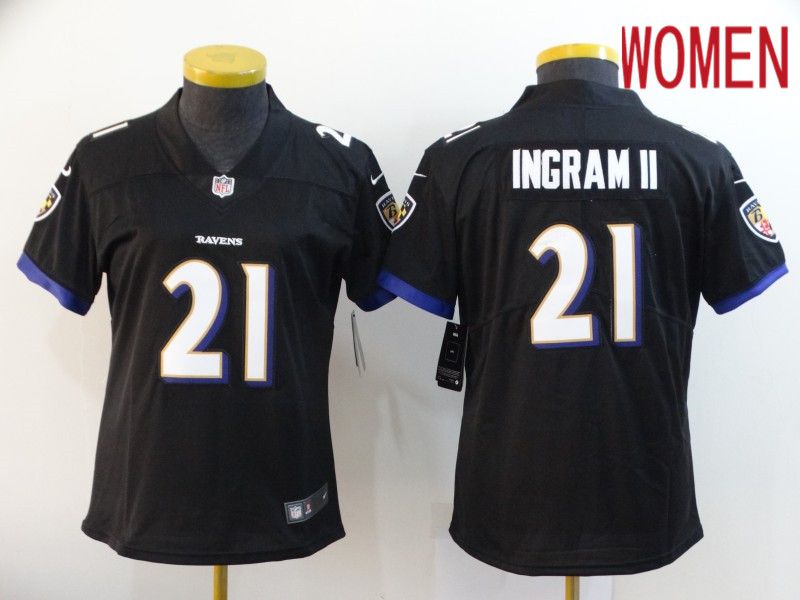 Women Baltimore Ravens 21 Ingram ii Black Nike Vapor Untouchable Limited NFL Jersey